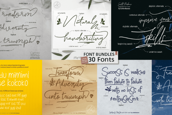 Handwritten Bundle: 30 Premium Fonts for Authentic Design