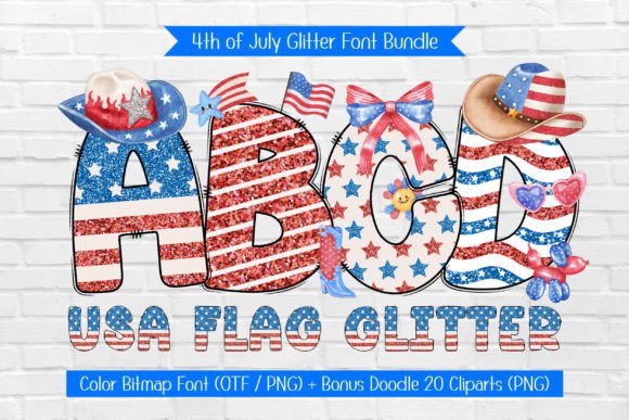 USA Flag Glitter: Sparkling Typography for Patriotic Projects